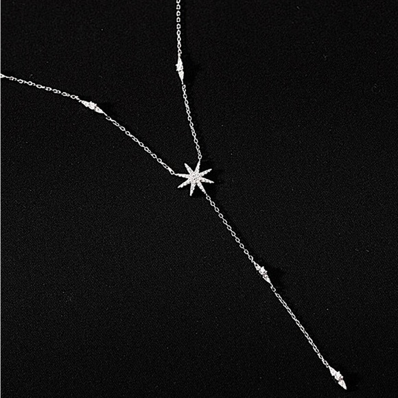 Sterling Silver Dainty Star Necklace, CZ Necklace, North Star Crystal - Picture 7 of 11